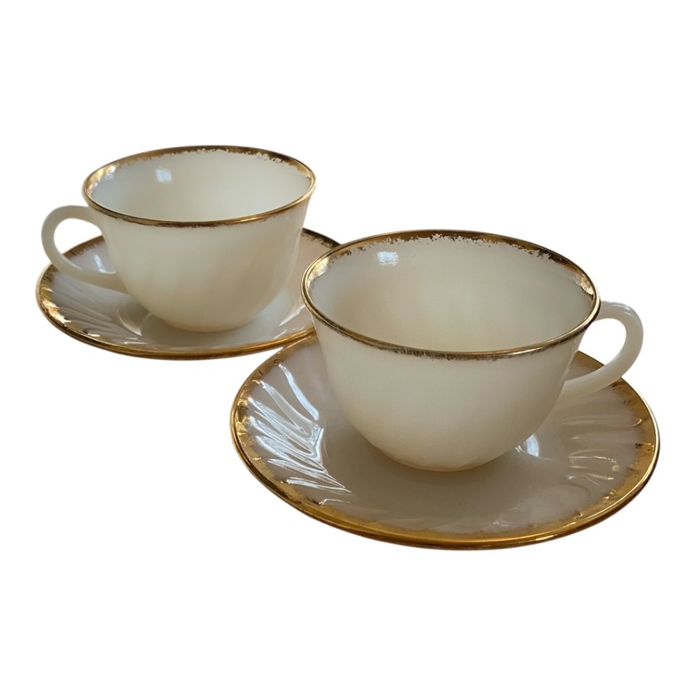 Vintage Anchor Hocking Fire-King White Swirl (also known as "Golden Shell" or "S